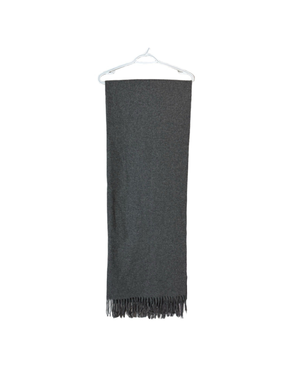 Vintage Holt Renfrew Charcoal Gray Wool Shawl Wrap Blanket Scarf w/ Fringe Italy - Picture 2 of 10